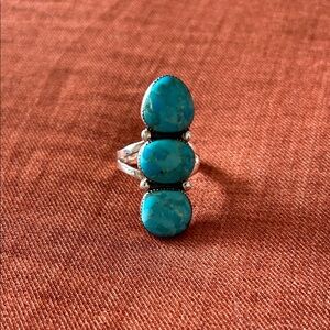 Triple stacked turquoise ring